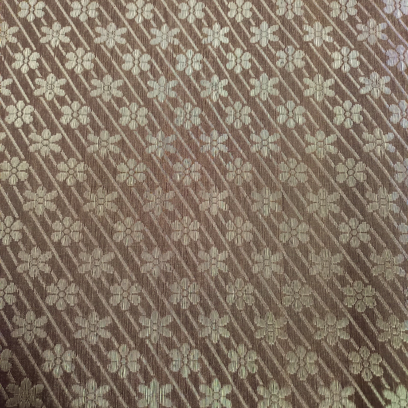 Tortilla Brown Jamawar Silk Fabric With Floral Buttis