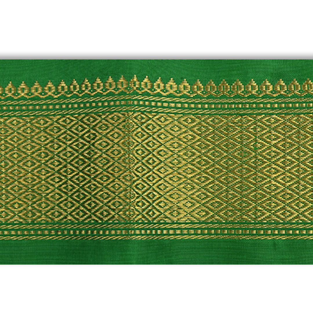 Parrot Green Kanchi Silk Border