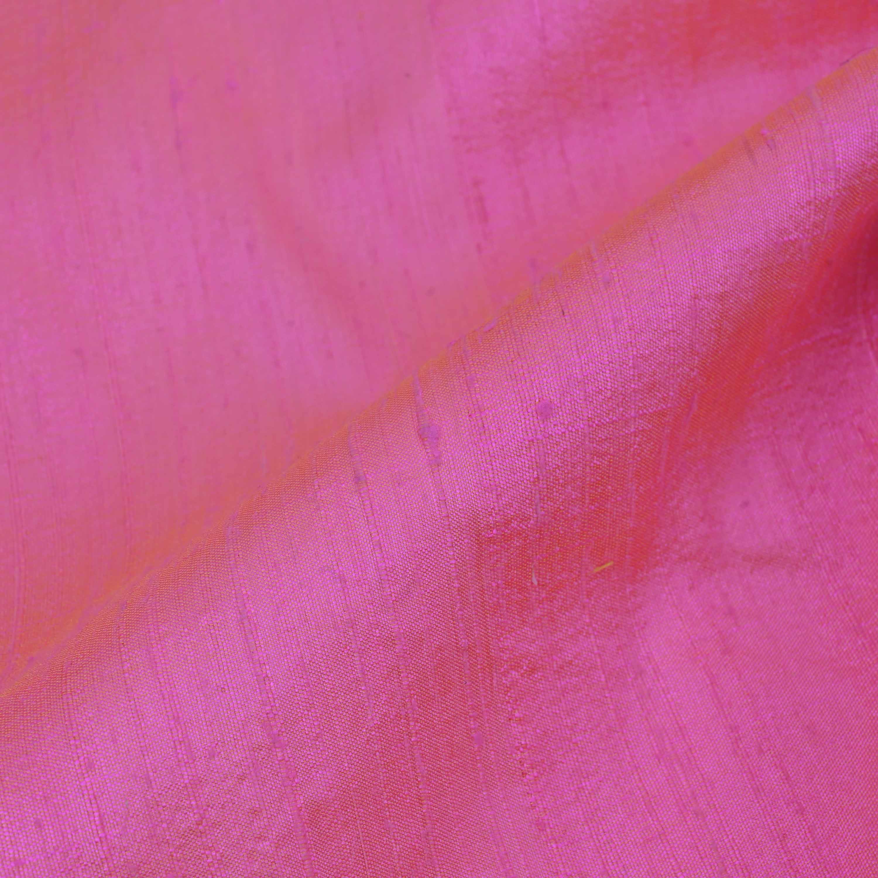 Neon Pink Plain Raw Silk Fabric