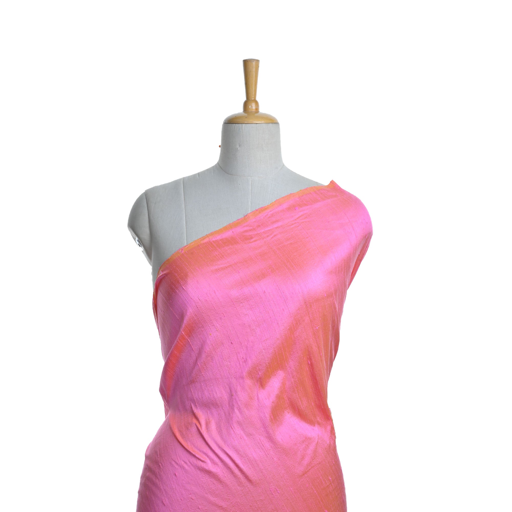 Neon Pink Plain Raw Silk Fabric