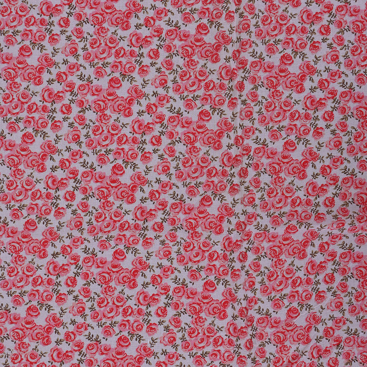 Milk White Printed Floral Cotton Fabric