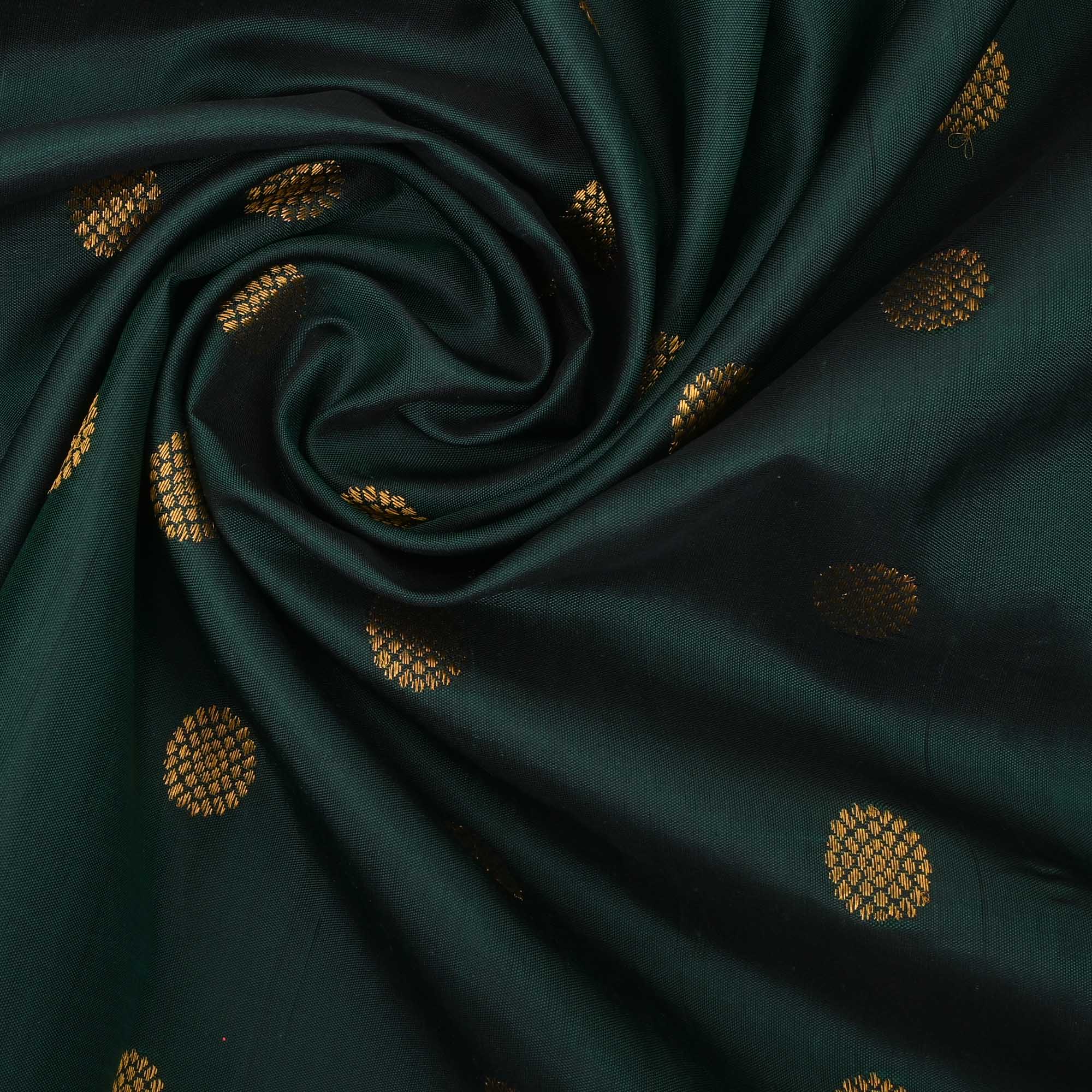 Deep Jungle Green Butti Kanchi Fabric