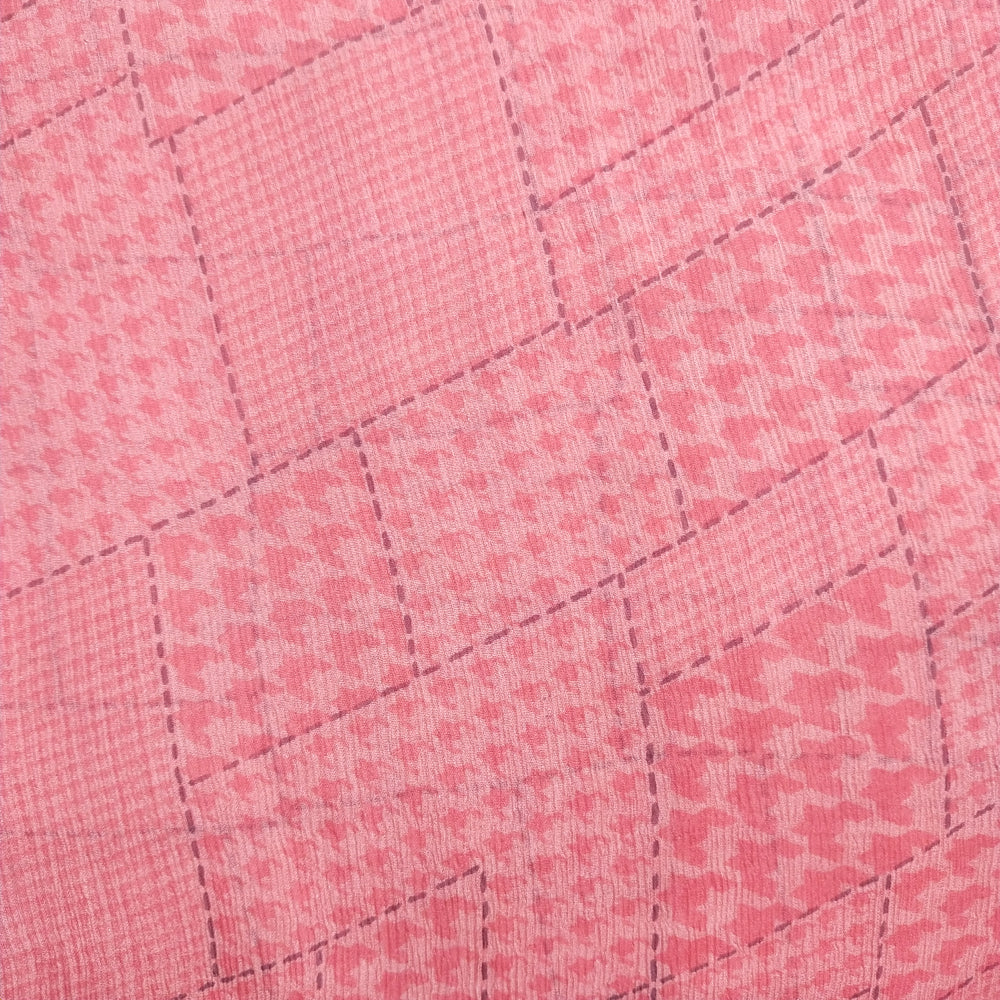Rose Pink Geometric Digital Printed Chiffon Fabric