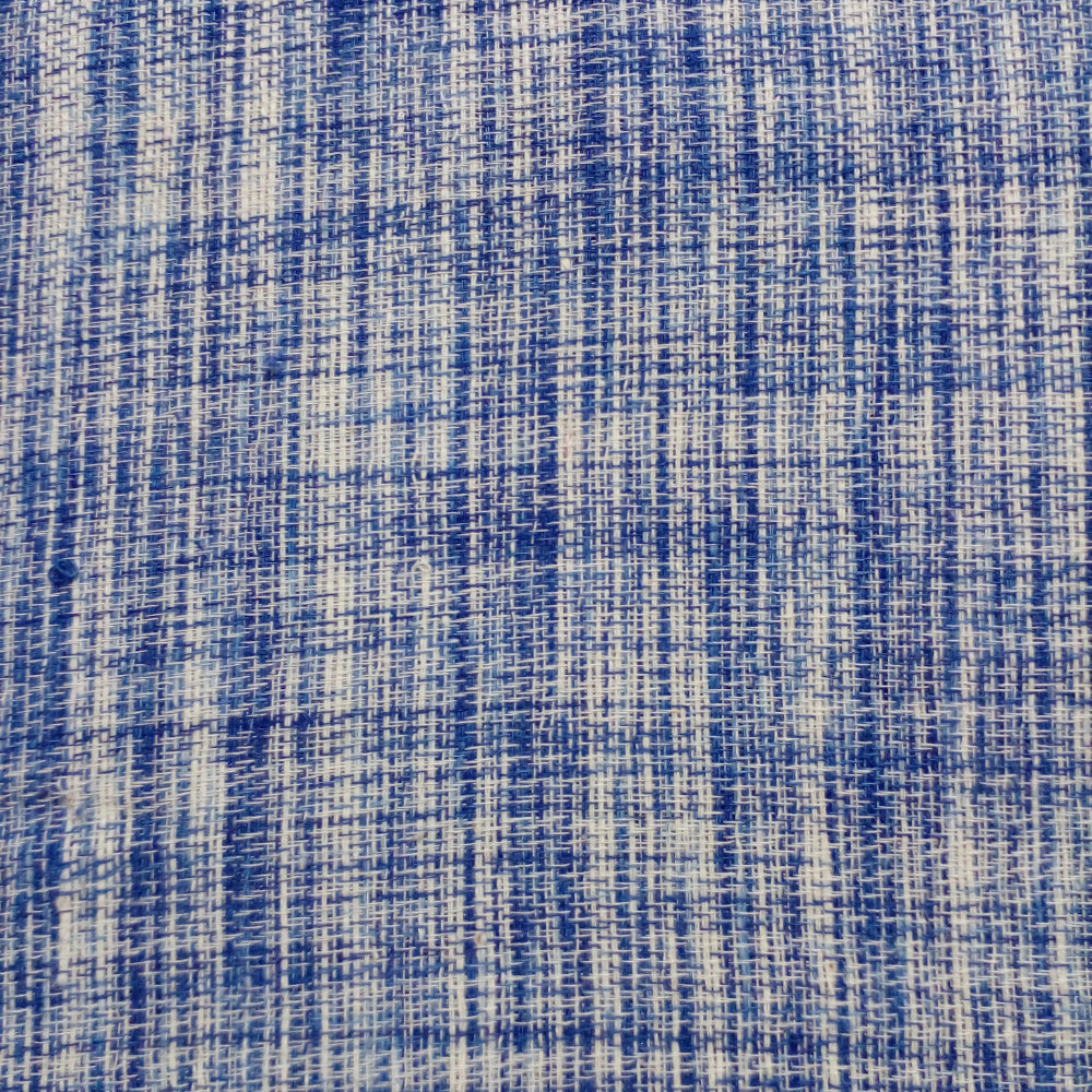 Blue-White Plain Matka Handloom Fabric
