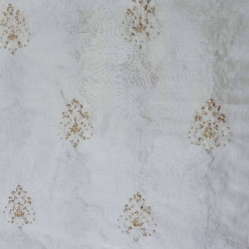 Smoke White Chanderi Fabric