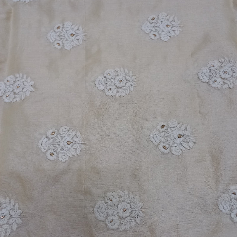 Shweth Dyeable Off-White Embroidery Tussar Fabric
