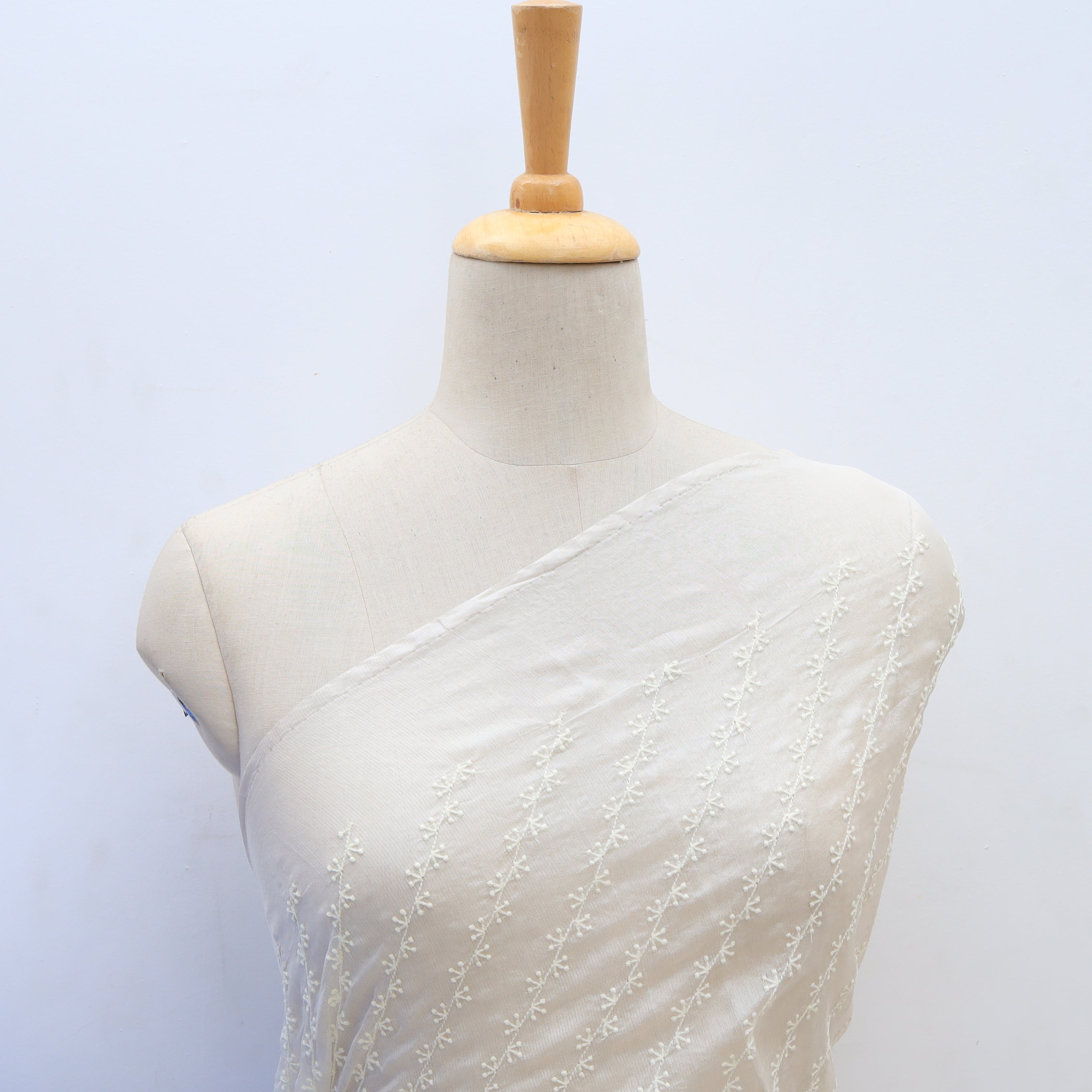 White Dyeable Organza Embroidery Fabric