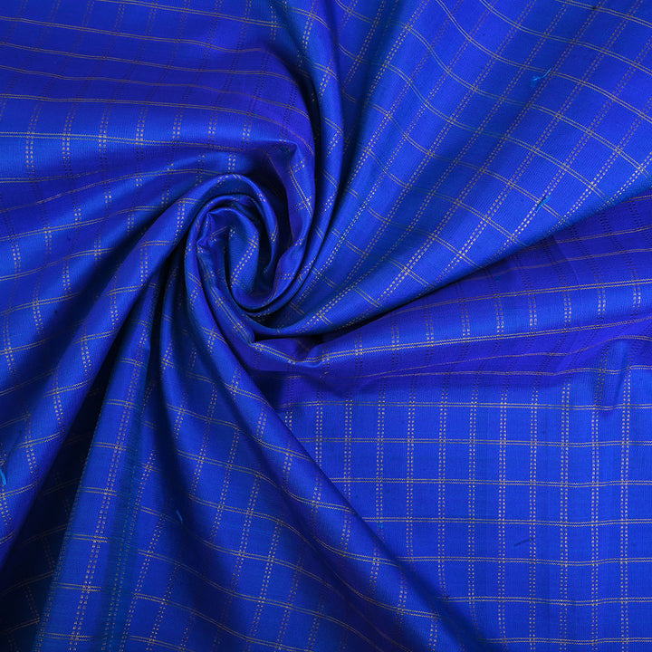 Sapphire Blue Kanjivaram Silk Handloom Fabric