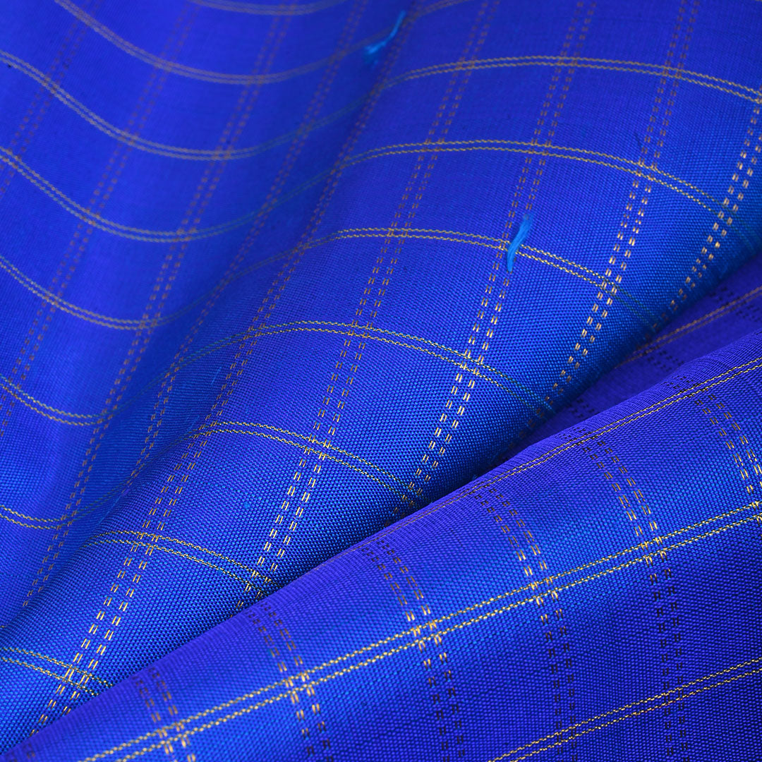 Sapphire Blue Kanjivaram Silk Handloom Fabric