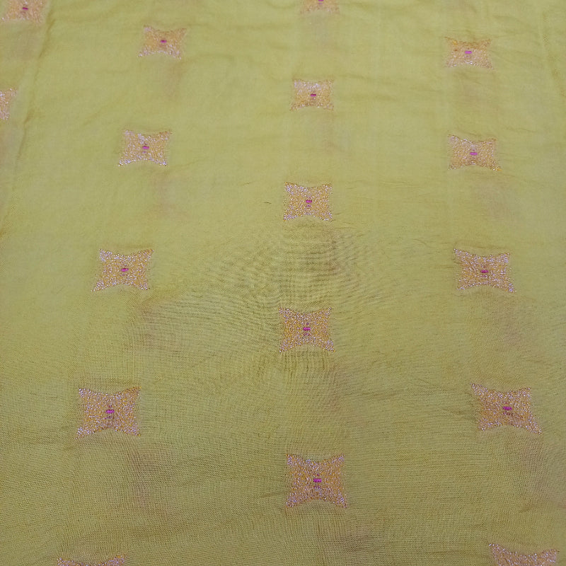 Butter Yellow Jamawar Silk Fabric
