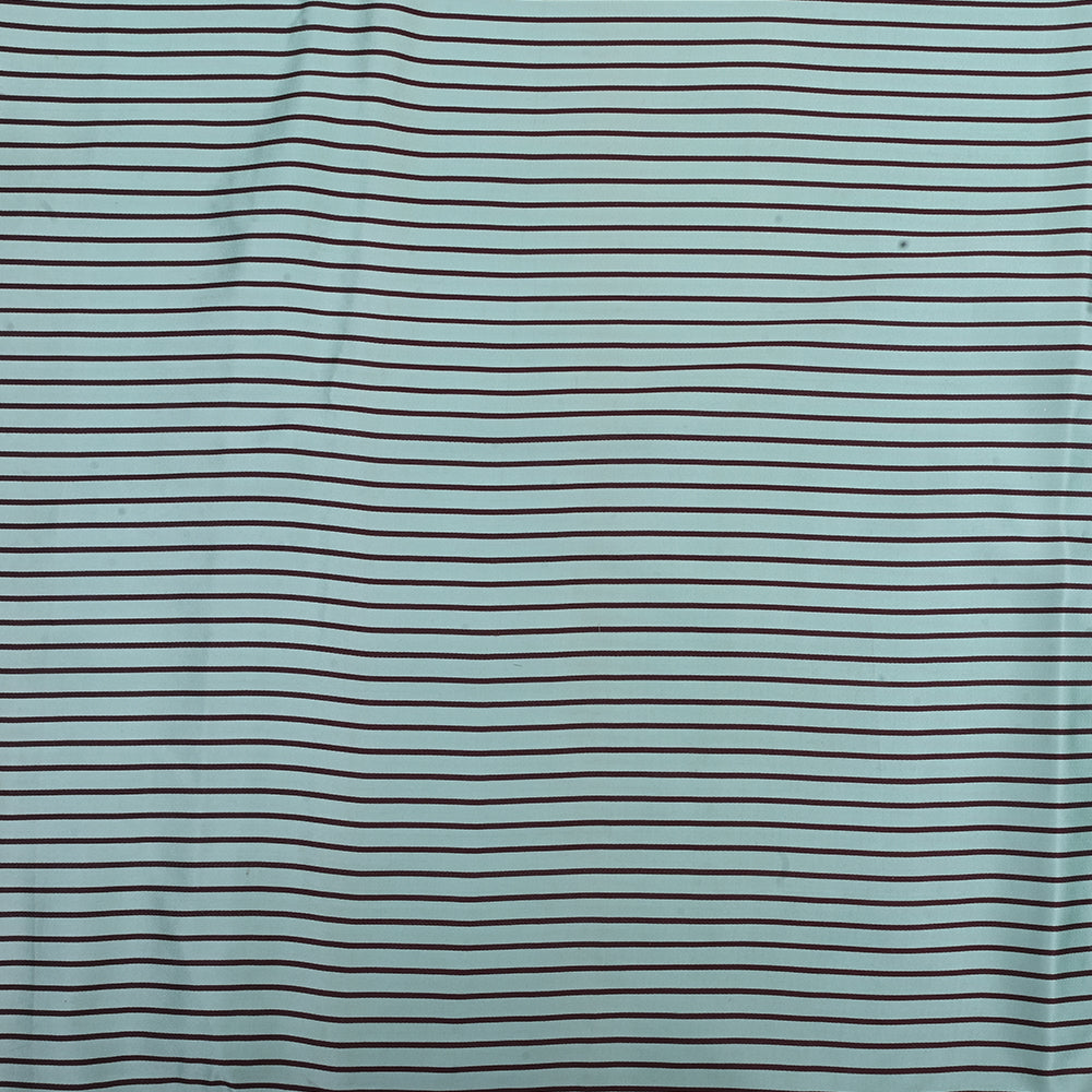 Classic Sea Green Satin Fabric With Black Stripes