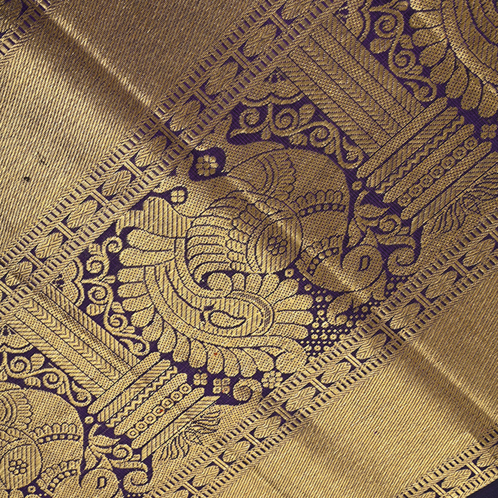 Bright Navy Blue Kanchi Silk Border