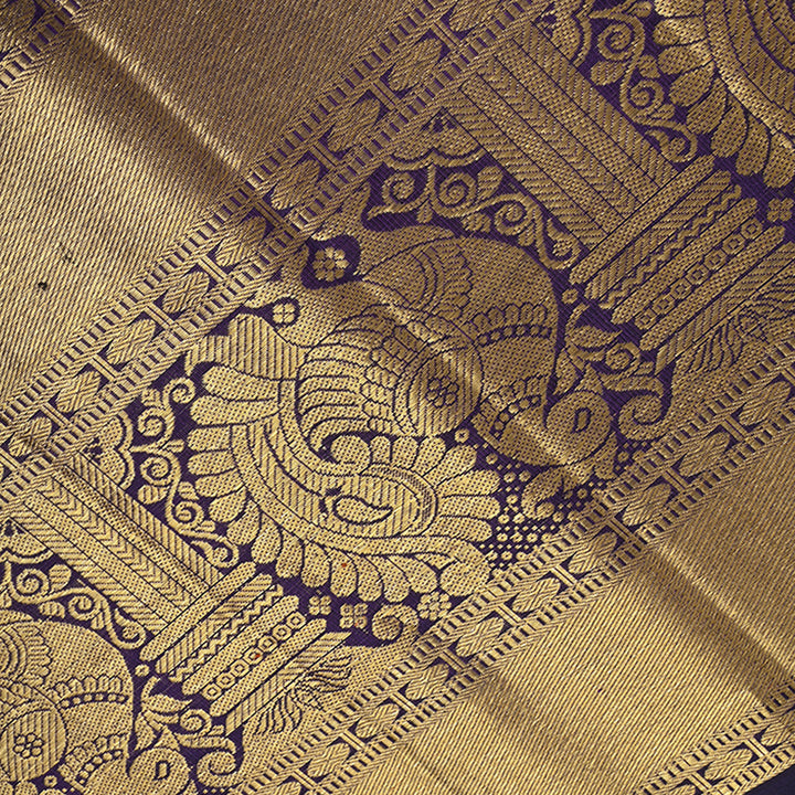 Bright Navy Blue Kanchi Silk Border