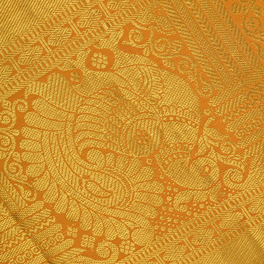 Bright Orange Kanchi Silk Border