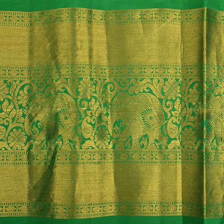 Bright Green Kanchi Silk Border