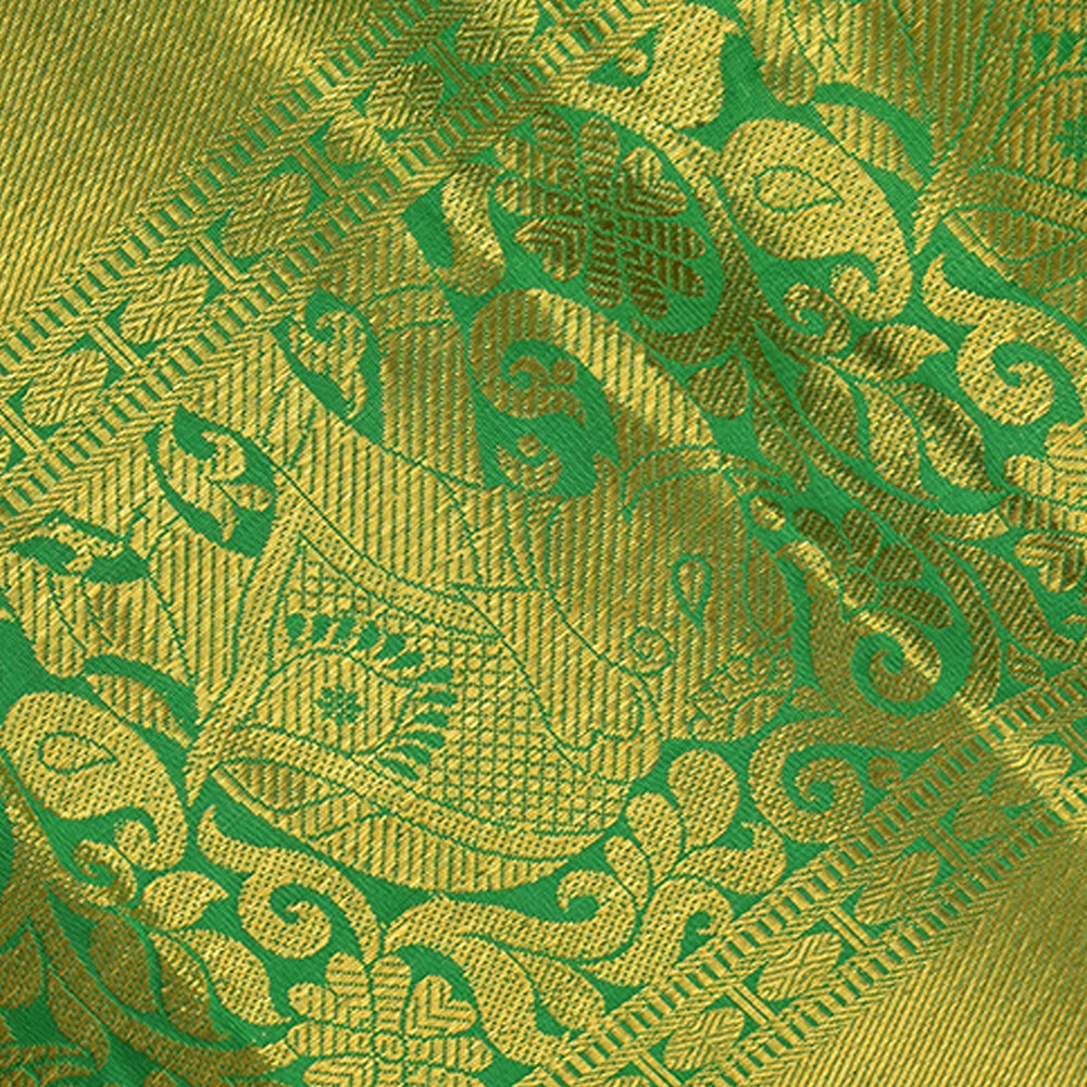 Bright Green Kanchi Silk Border