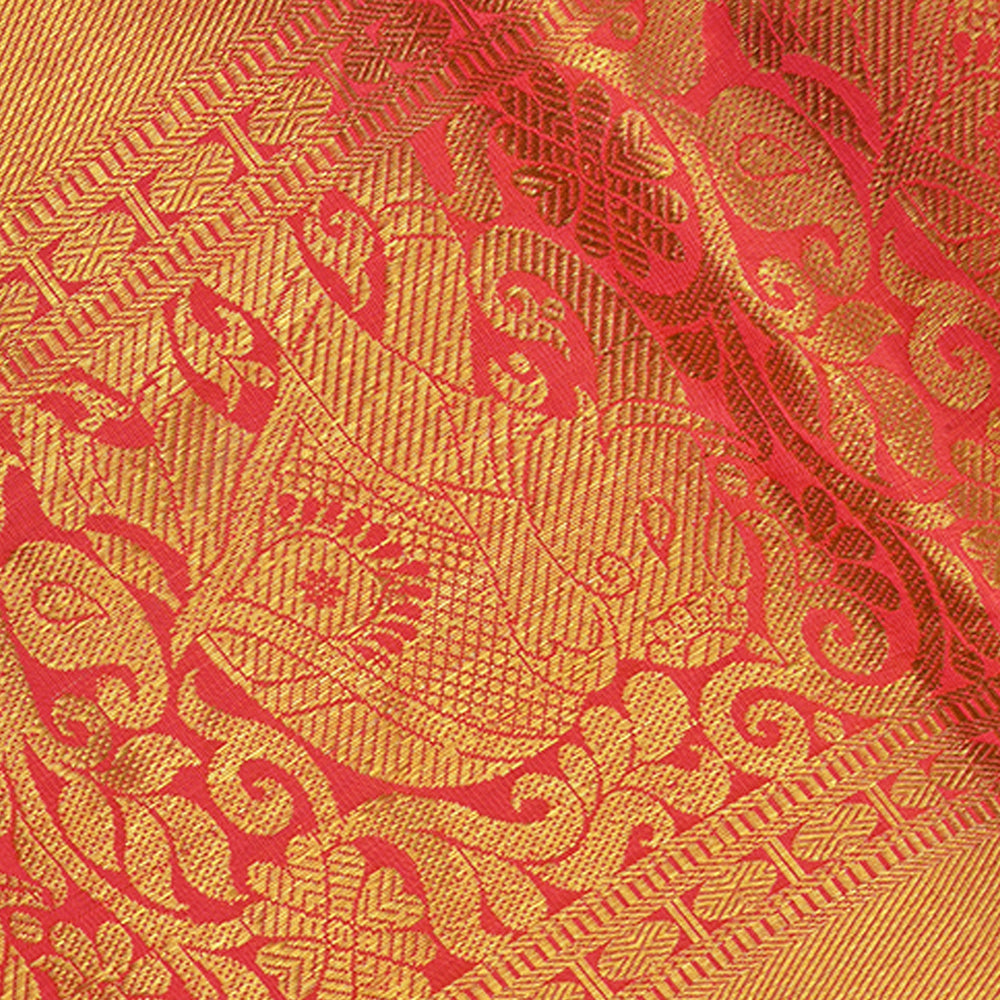 Deep Orange Kanchi Silk Border