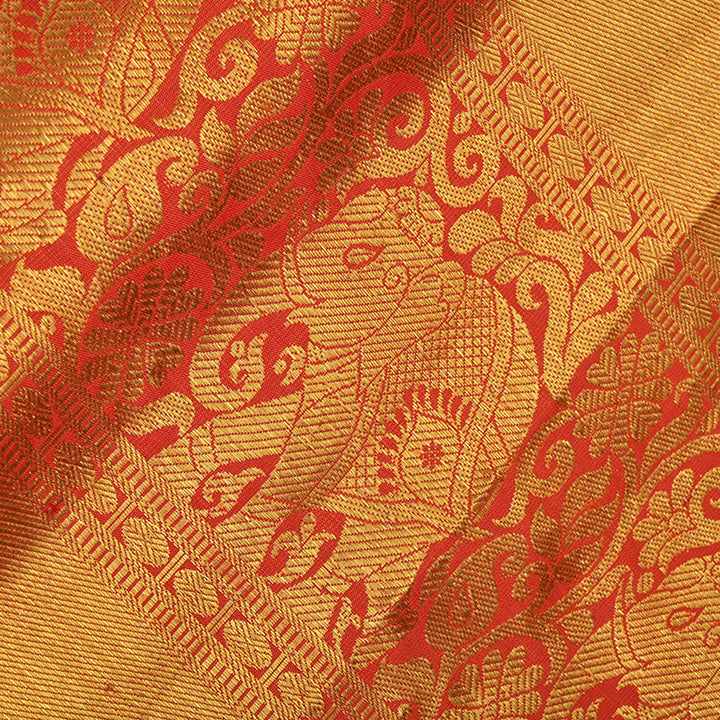 Sunset Orange Kanchi Silk Border