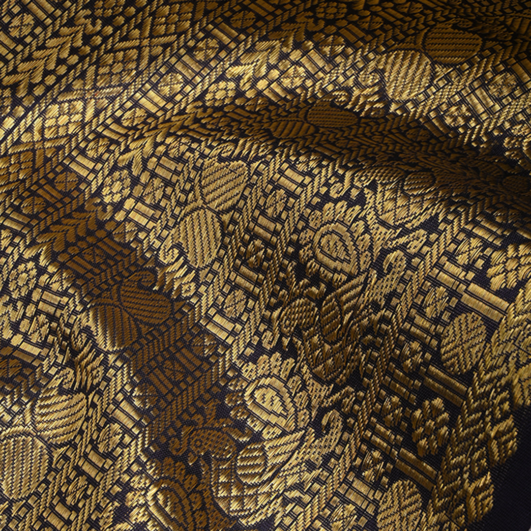 Dark Navy Blue Kanchi Silk Border