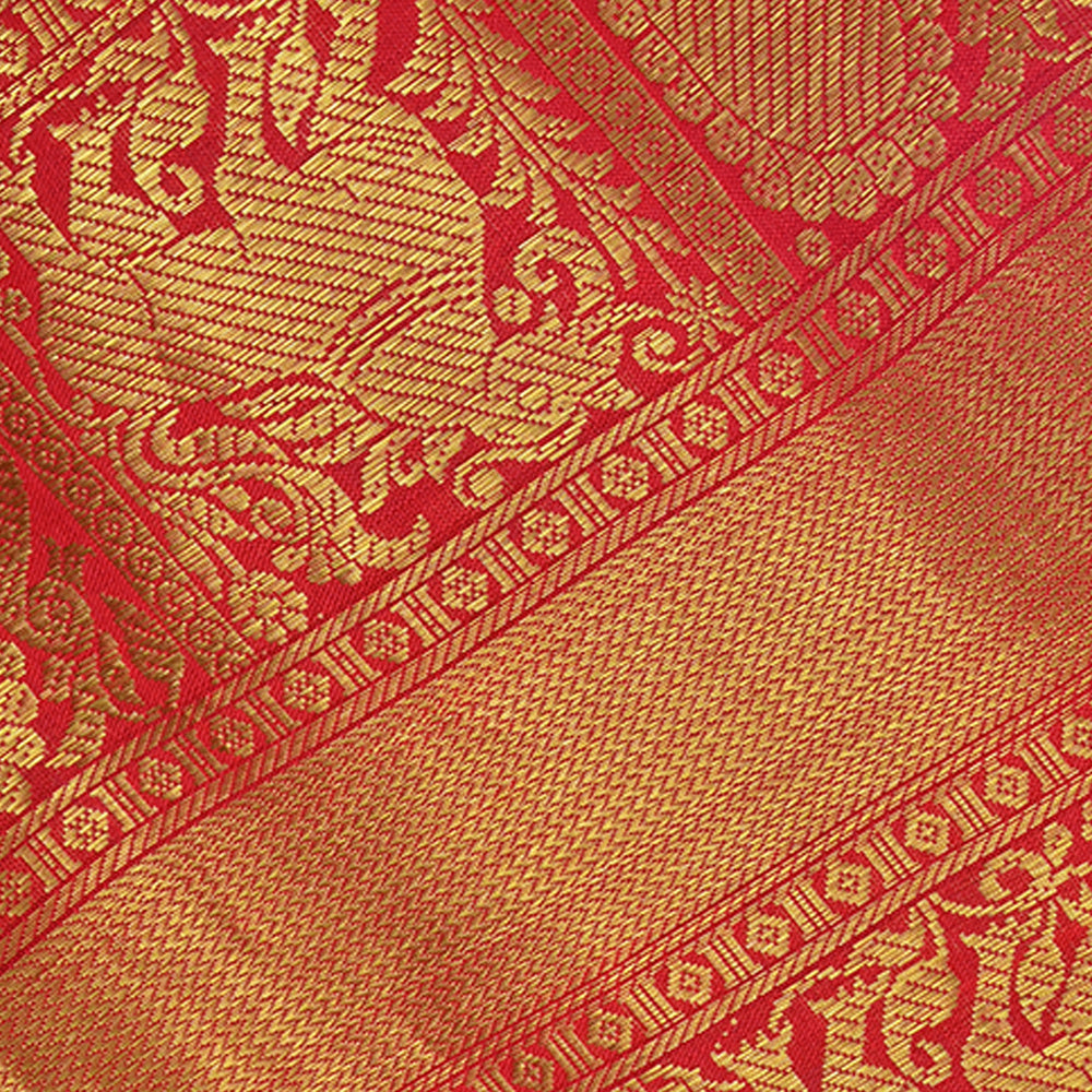 Rose Red Kanchi Silk Border