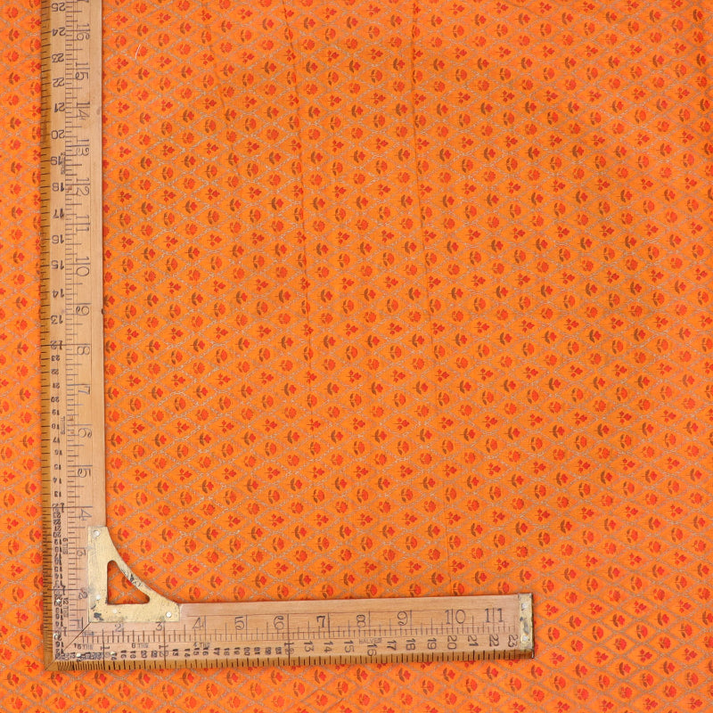 Tangerine Orange Floral Printed Cotton Fabric