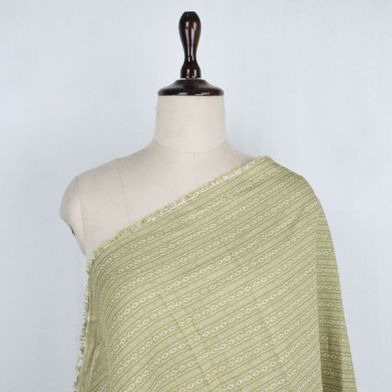 Sage Green Cotton Fabric With Printed Geometric Pattern