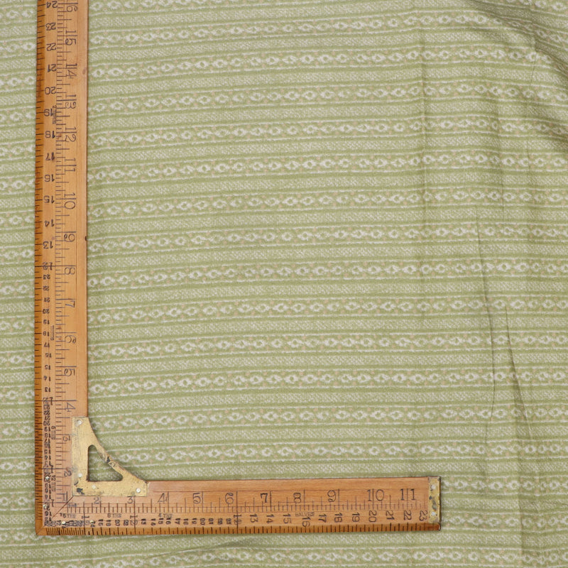 Sage Green Cotton Fabric With Printed Geometric Pattern