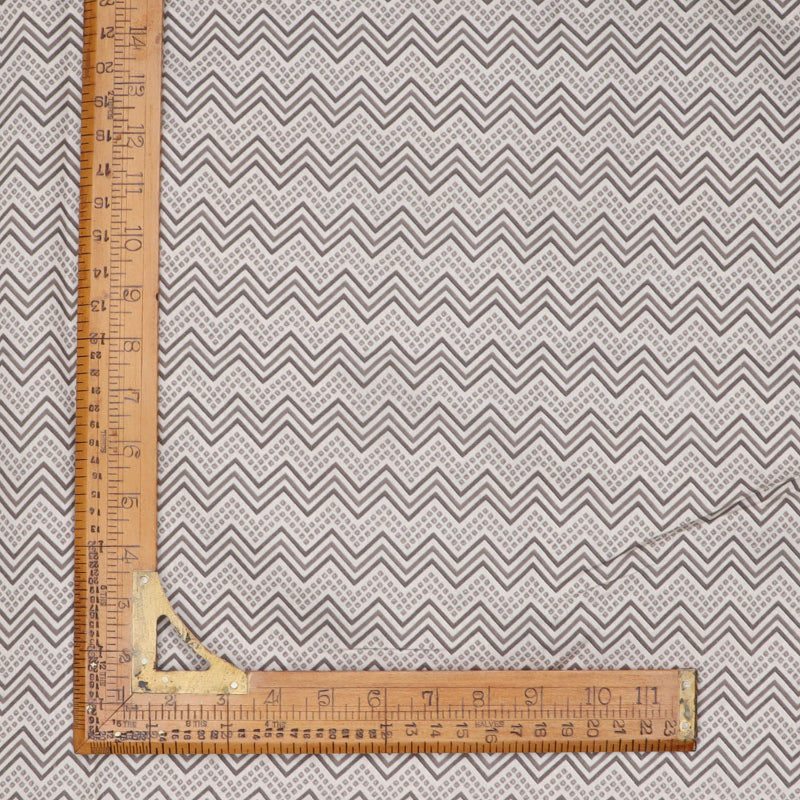 Powder White Cotton Fabric With Floral Printed Pattern