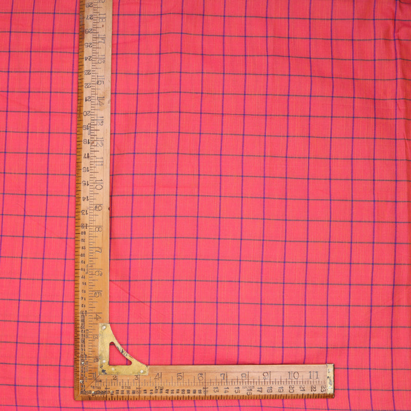 Amaranth Red Cotton Fabric With Checks
