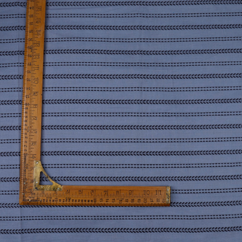 Ash Grey Cotton Fabric With Stripes