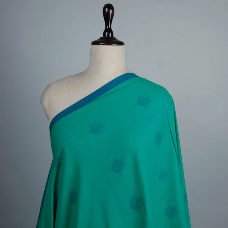 Tiffany Blue Cotton Fabric With Motifs