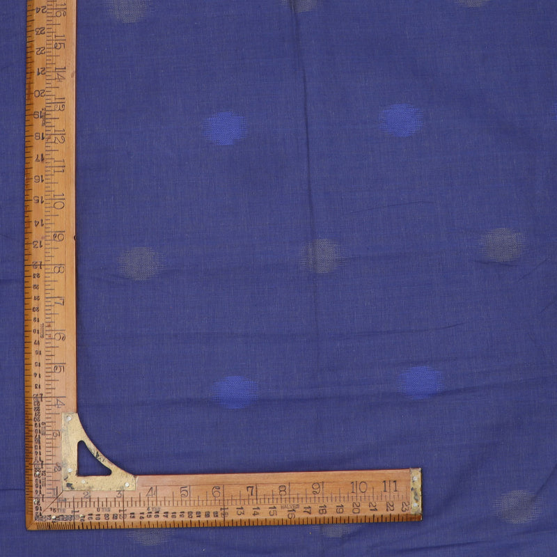 Navy Blue Cotton Fabric With Small Buttis