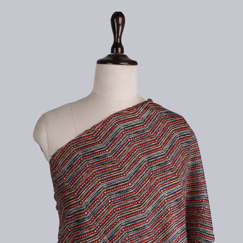 Multicolor Cotton Fabric With Printed Patterns