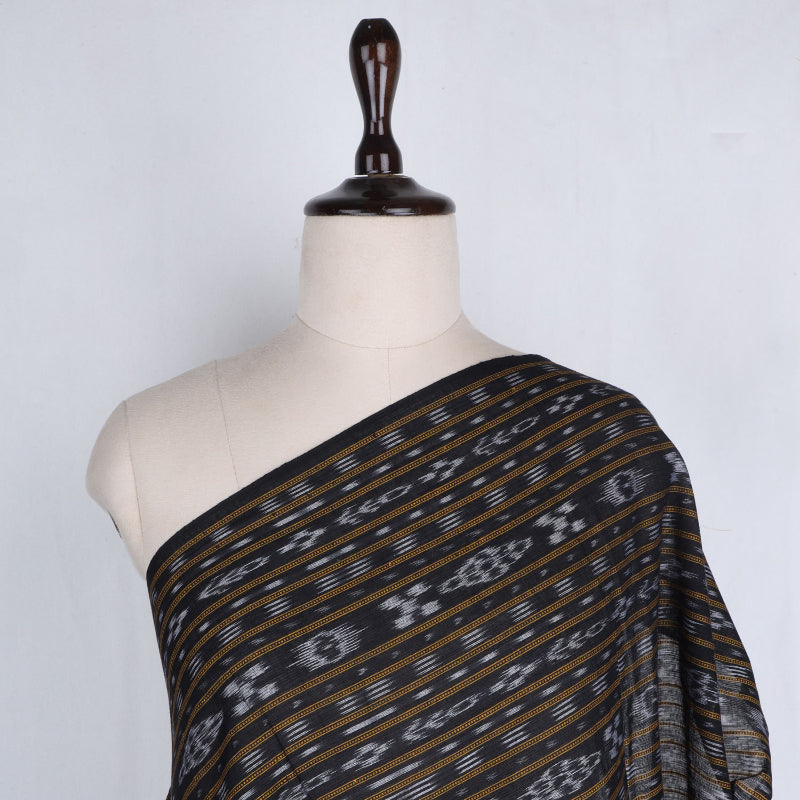 Midnight Black Cotton Fabric In Geometric Pattern