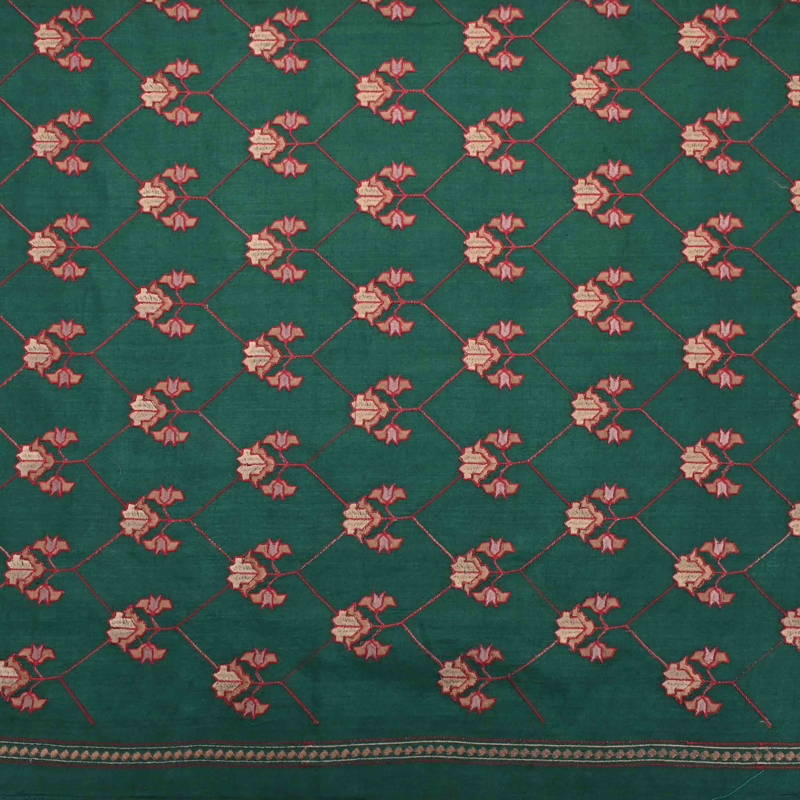 Castleton Green Moonga Fabric With Embroidery