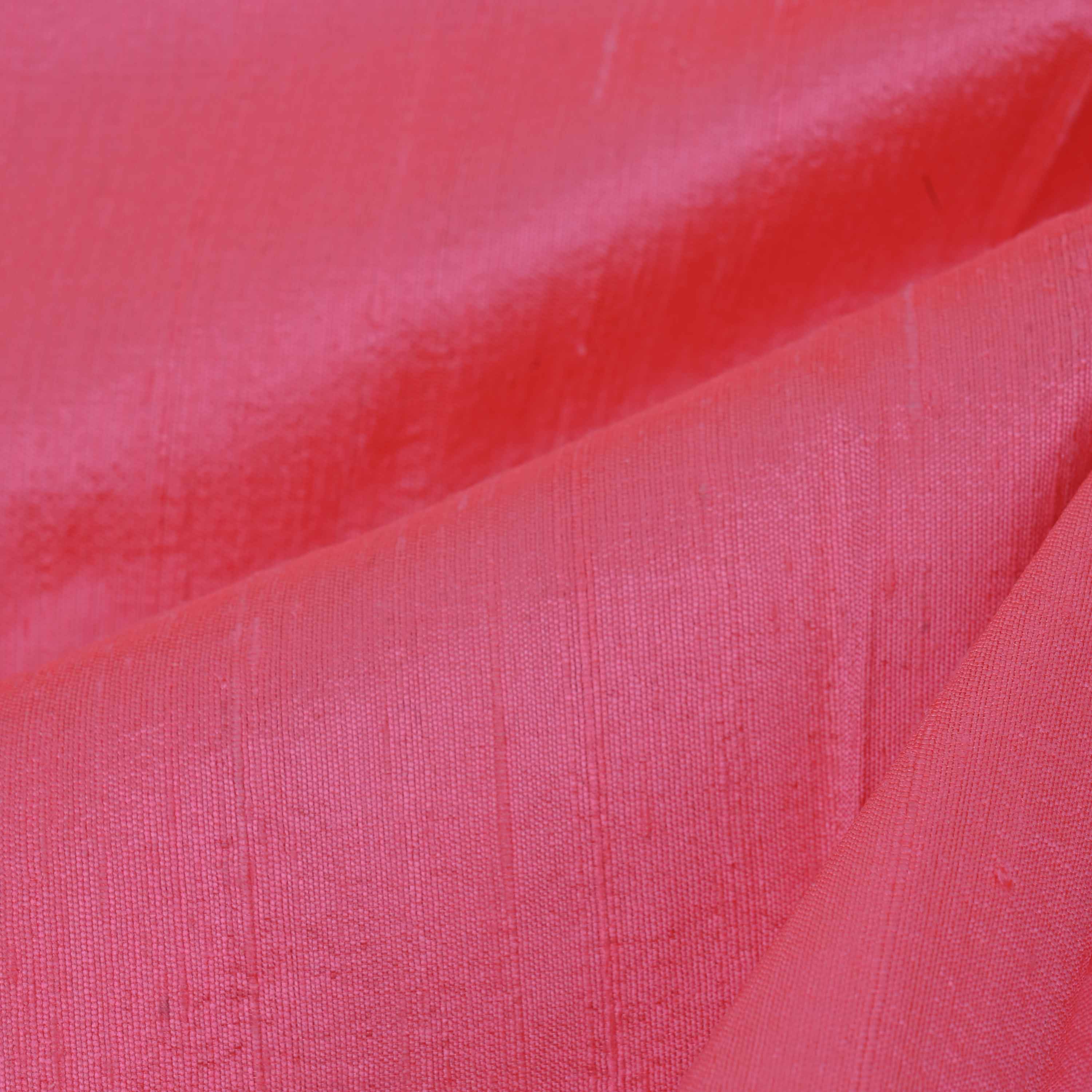 Watermelon Pink Plain Raw Silk Fabric