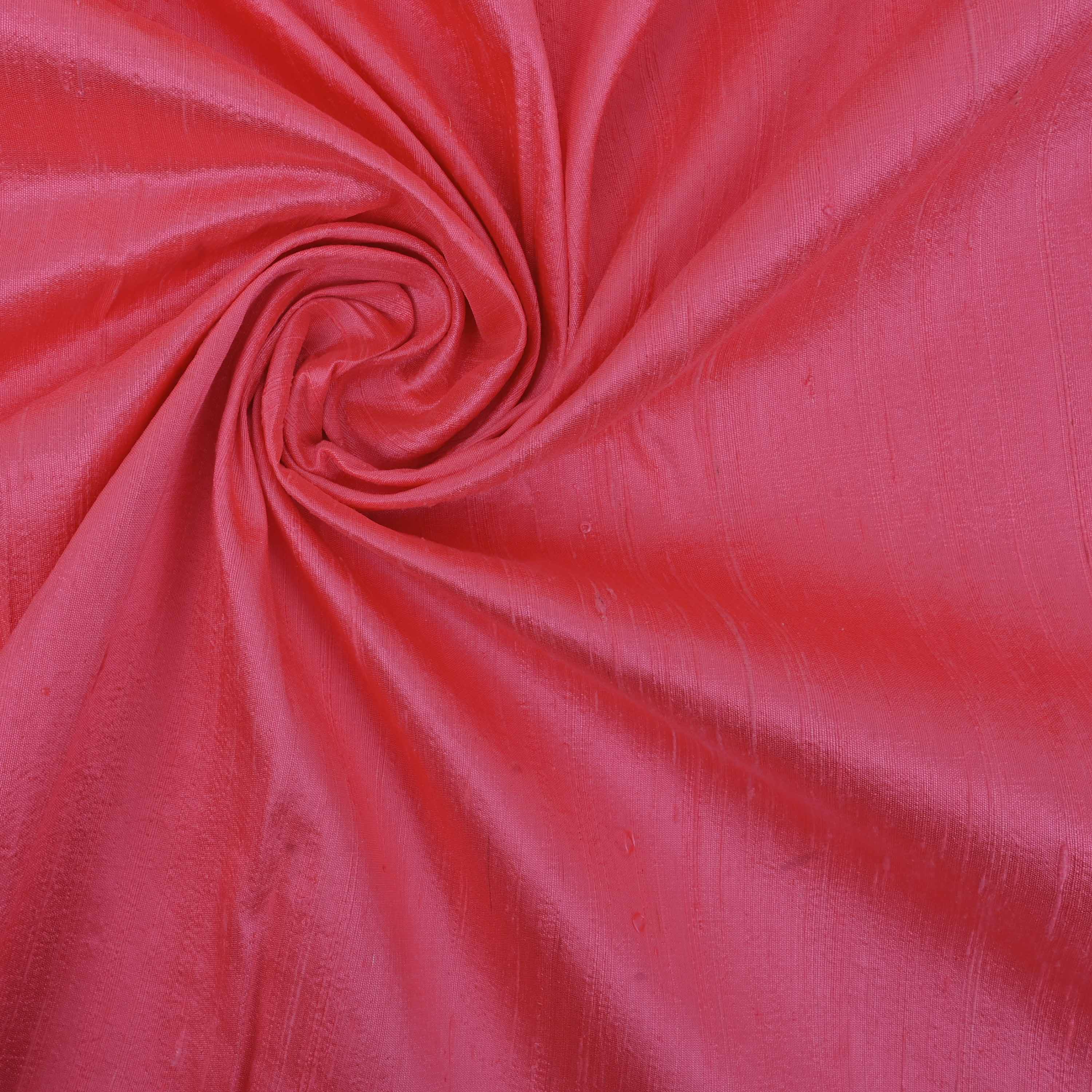 Watermelon Pink Plain Raw Silk Fabric