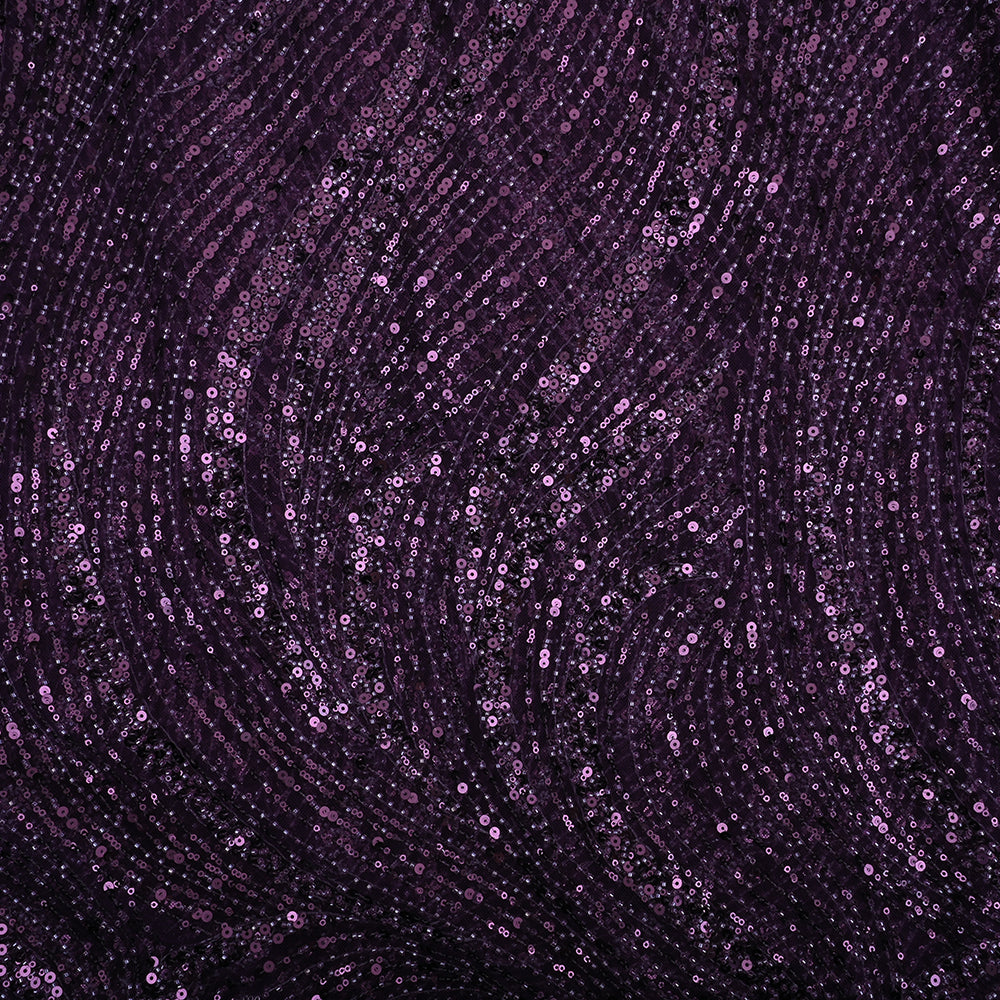 Dark Purple Embroidery Net Fabric
