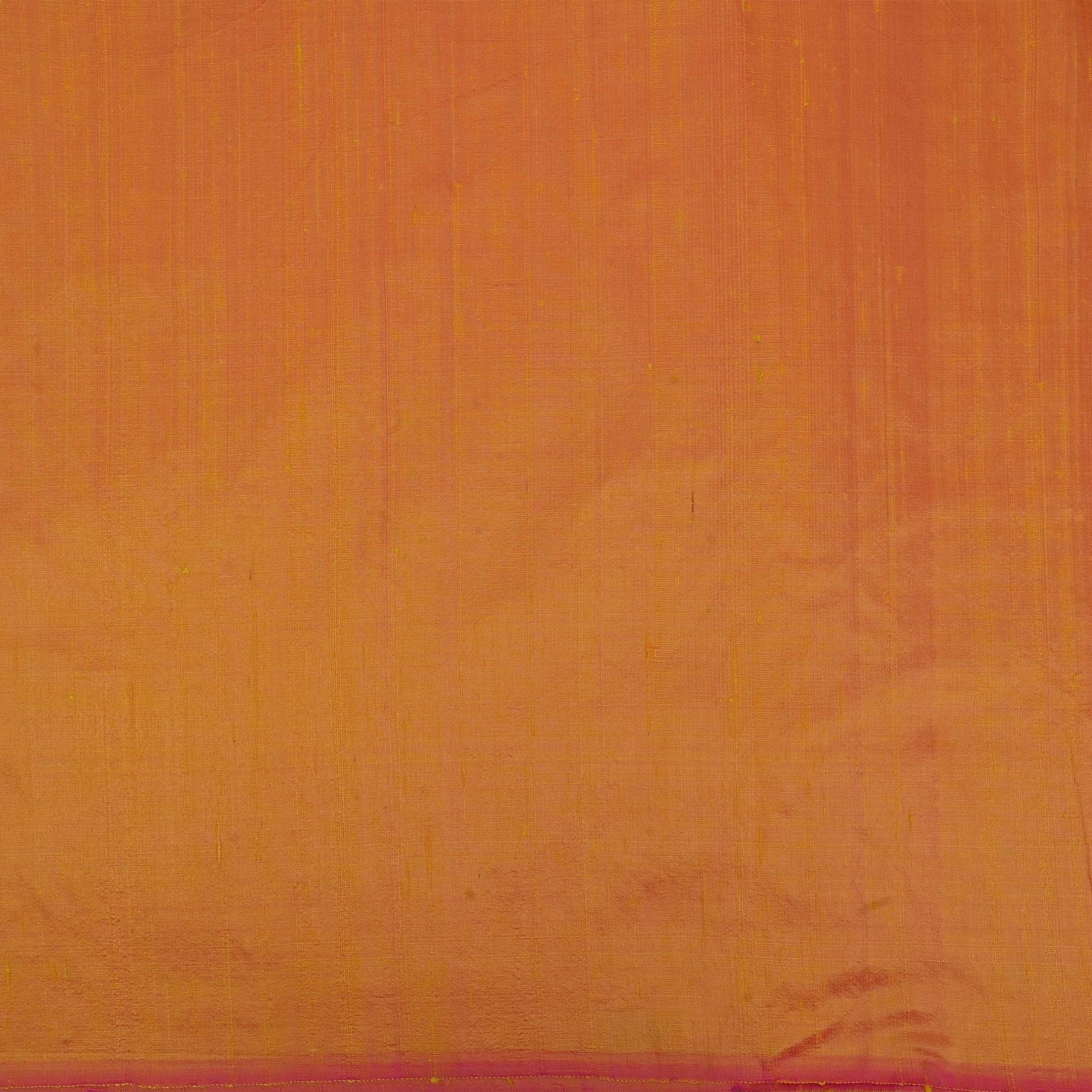 Golden Orange Plain Raw Silk Fabric