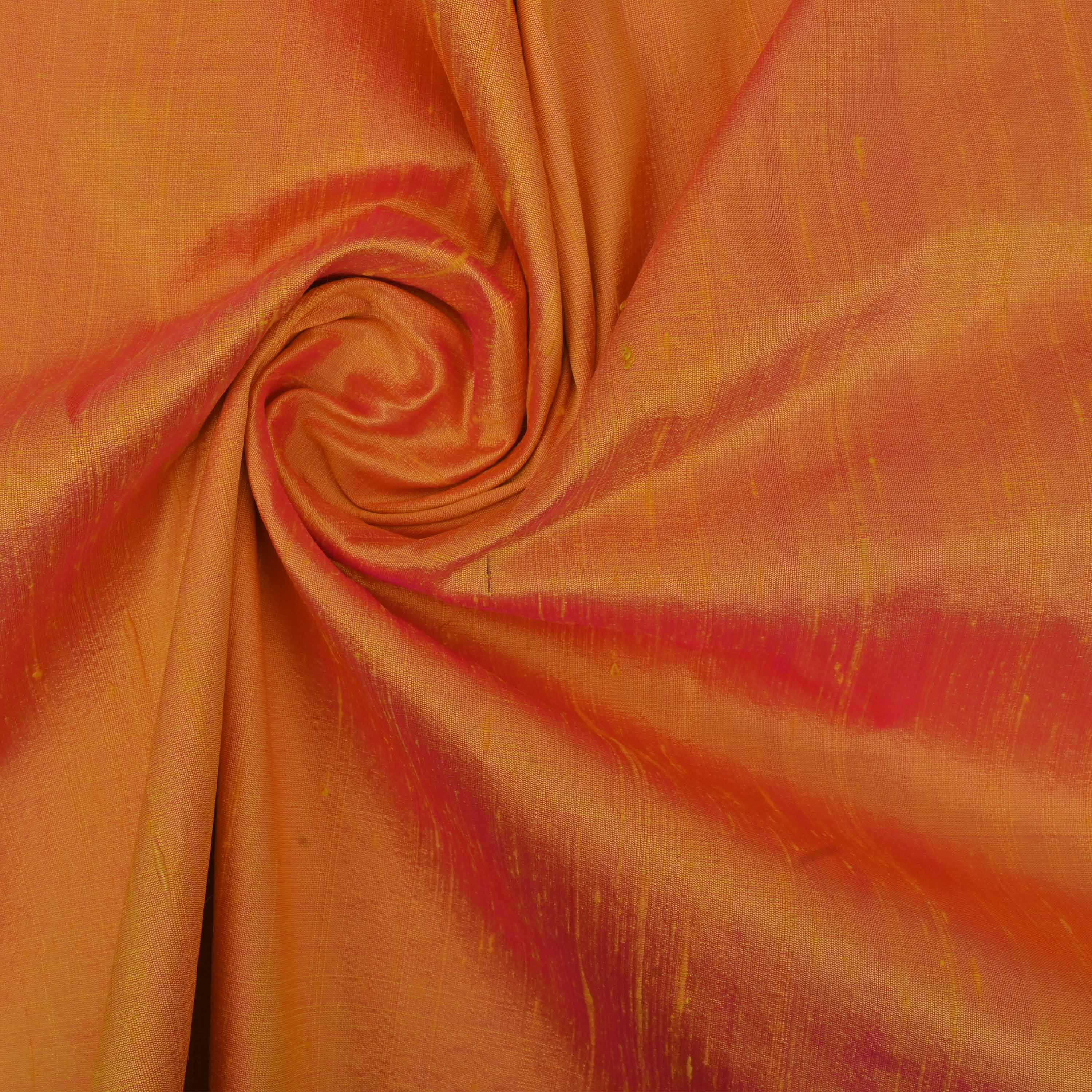 Golden Orange Plain Raw Silk Fabric