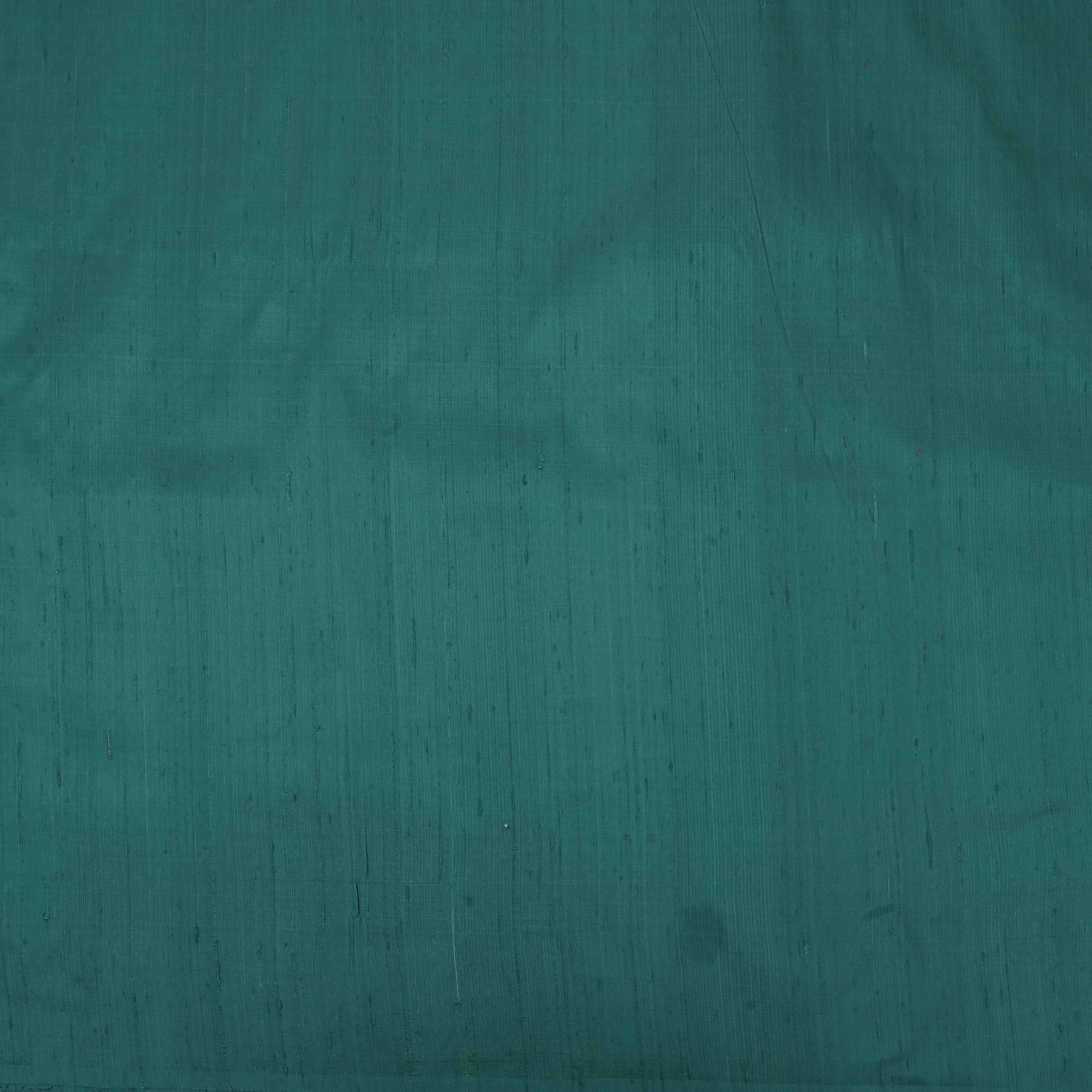 Teal Green Plain Raw Silk Fabric