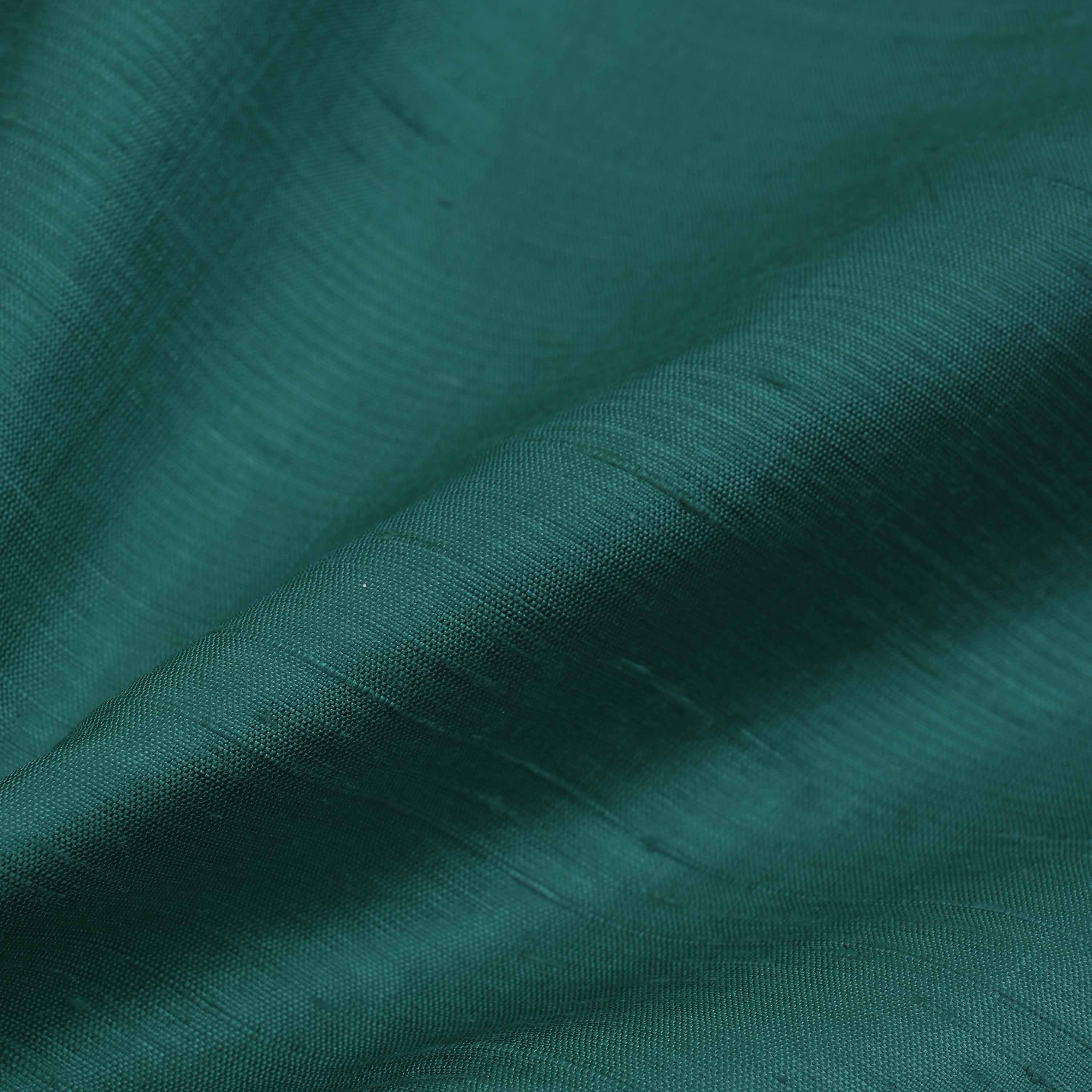 Teal Green Plain Raw Silk Fabric