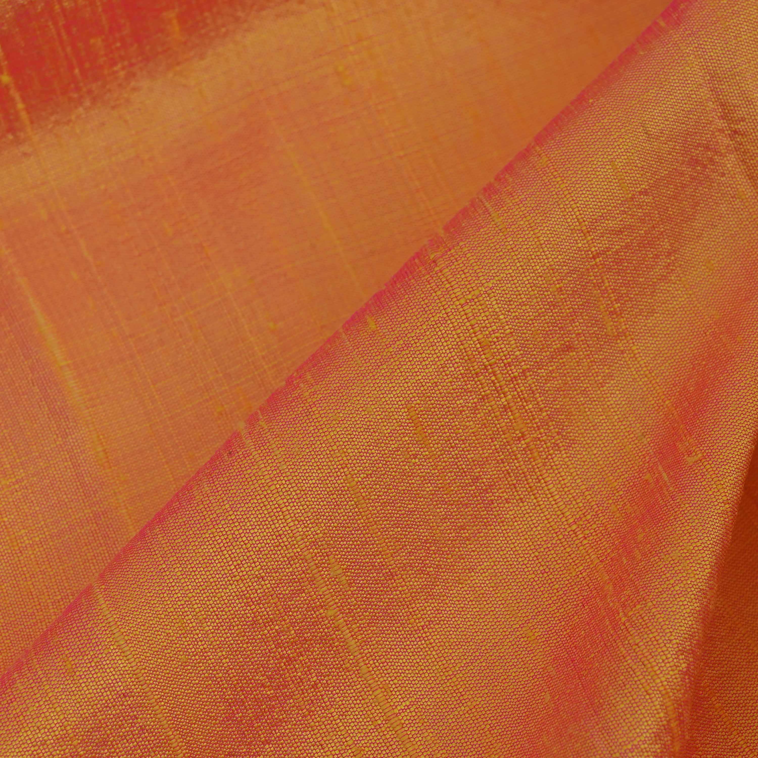 Marigold Orange Plain Raw Silk Fabric