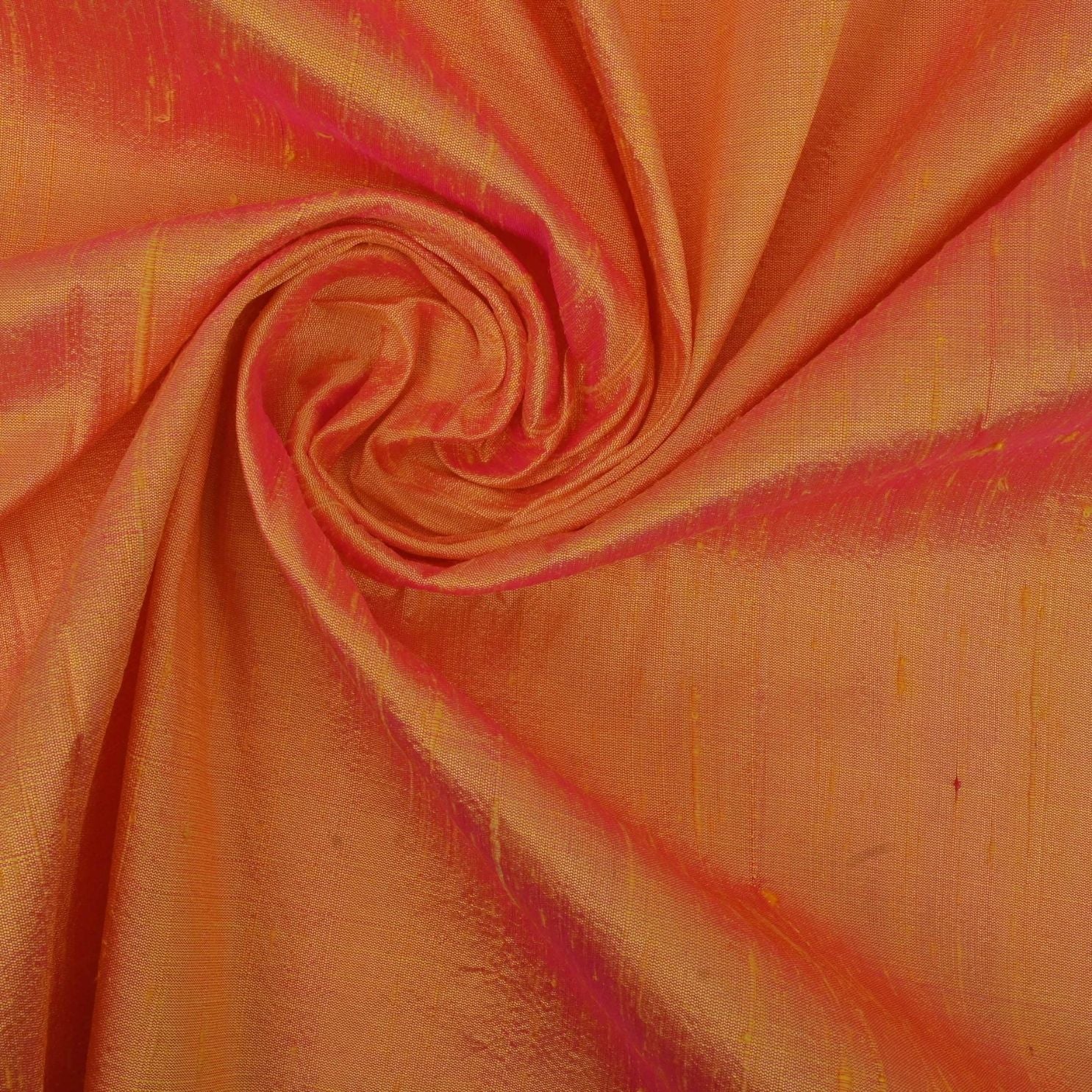 Marigold Orange Plain Raw Silk Fabric