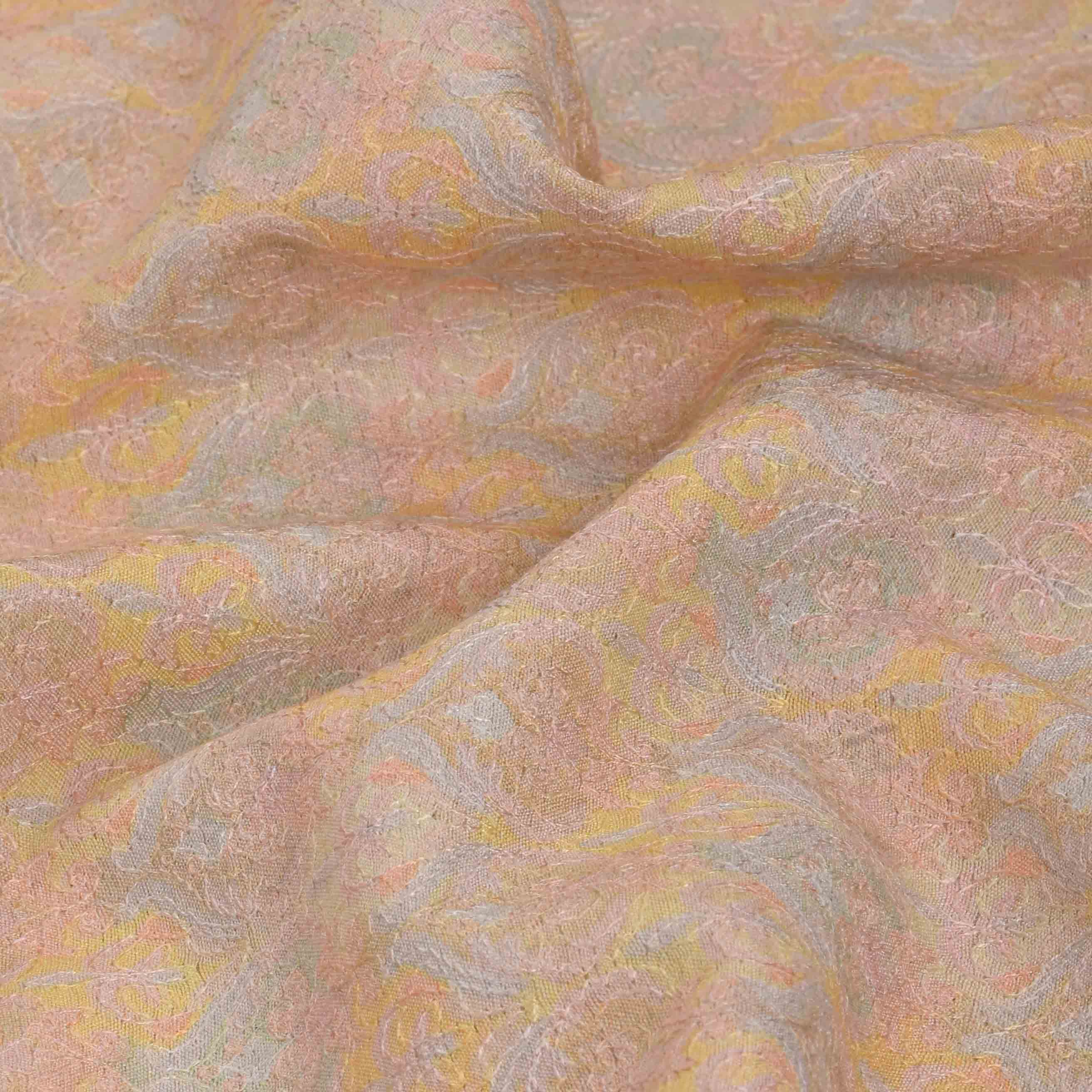 Chic Peach Chanderi Fabric With Embroidery