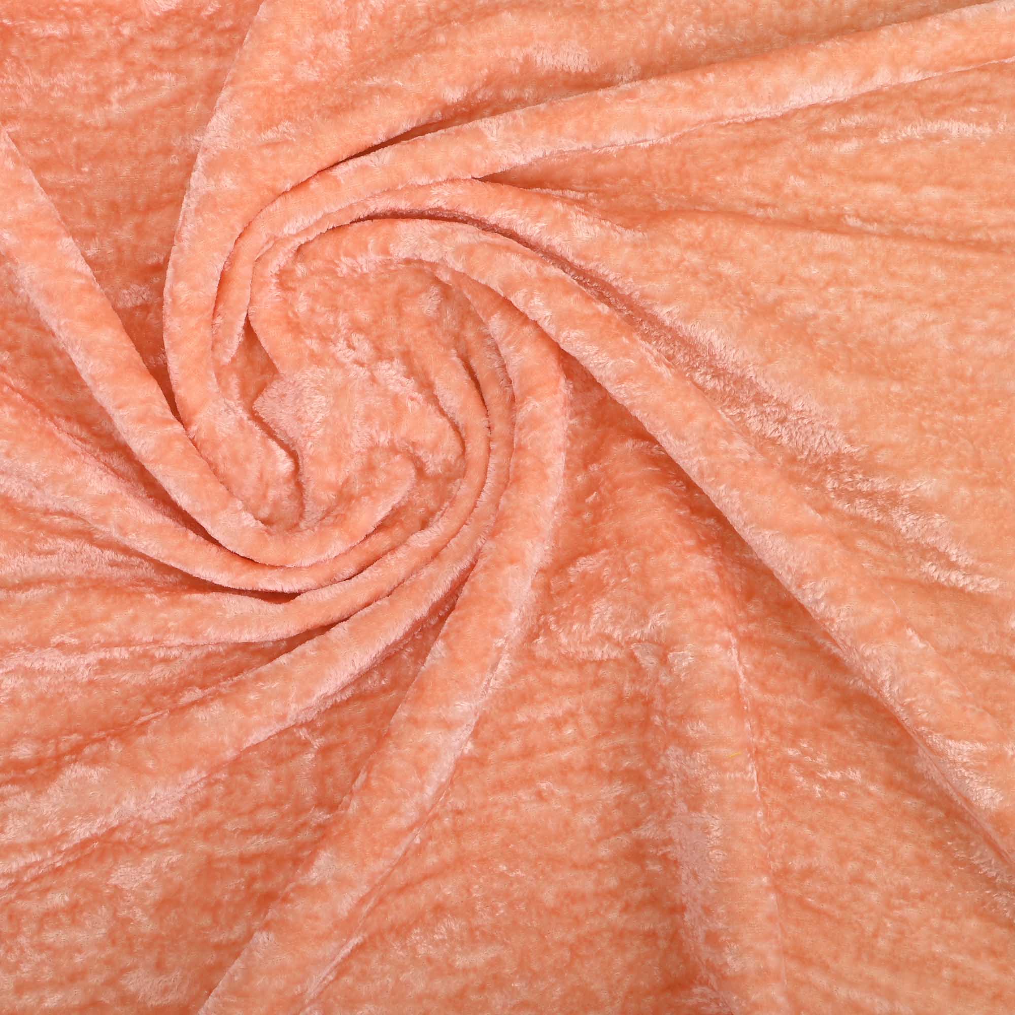 Creamy Peach Plain Velvet Fabric