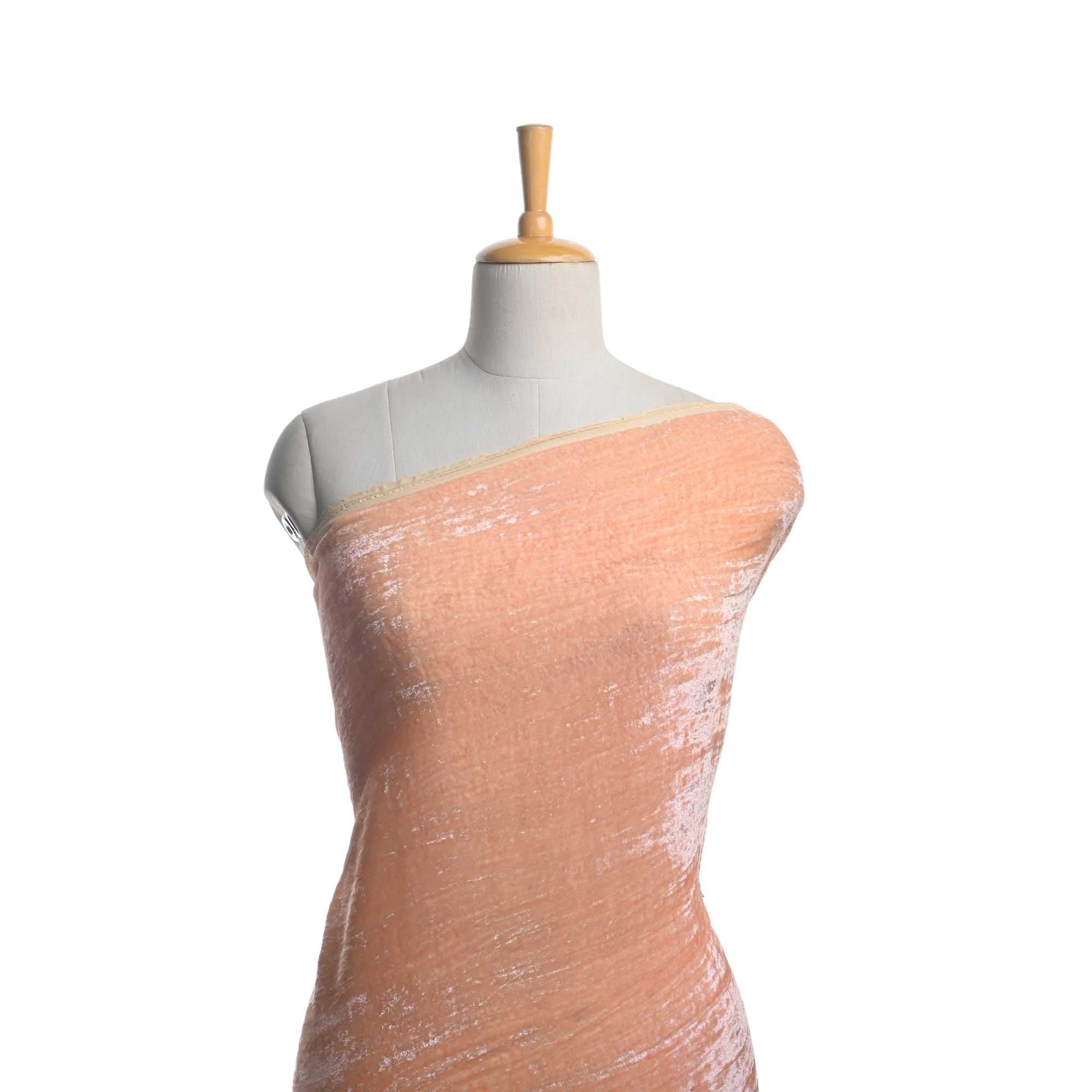 Creamy Peach Plain Velvet Fabric