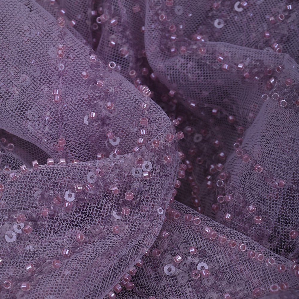 Pale Purple Embroidery Net Fabric