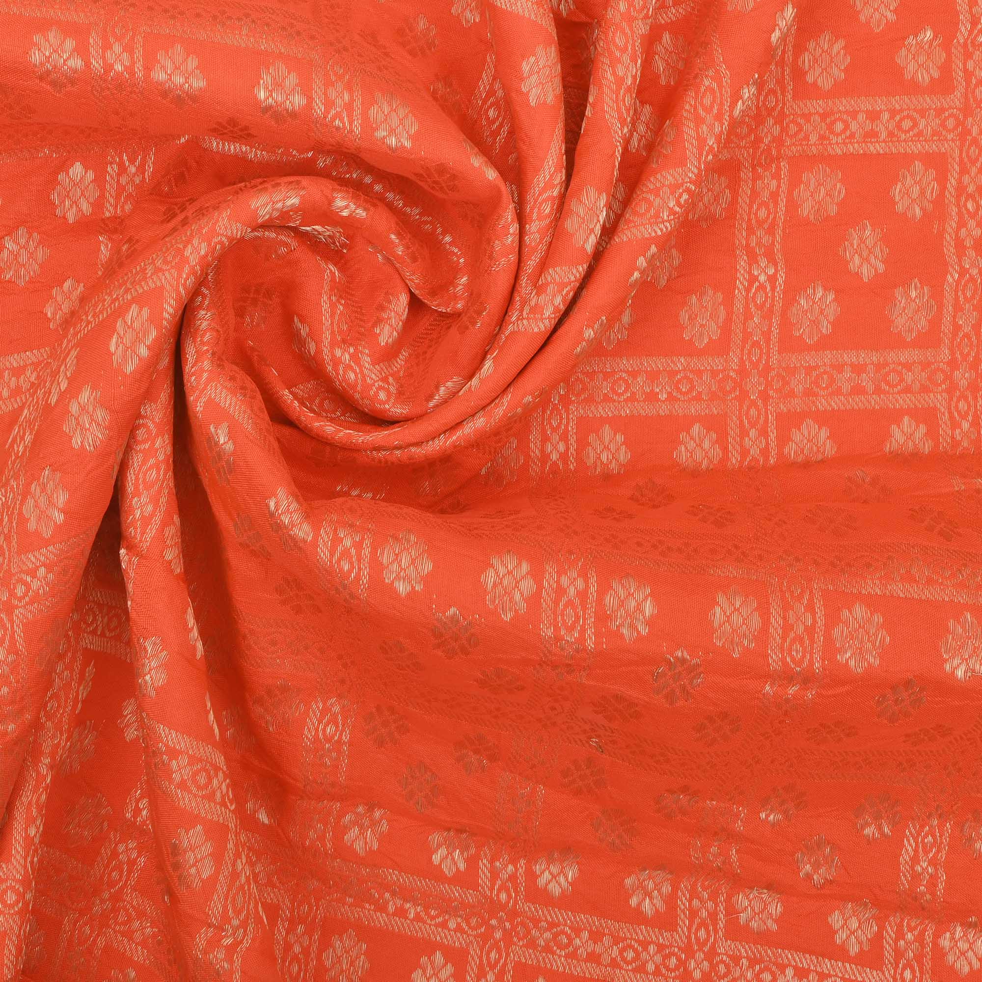 Orioles Orange Butti Checks Kanchi Fabric