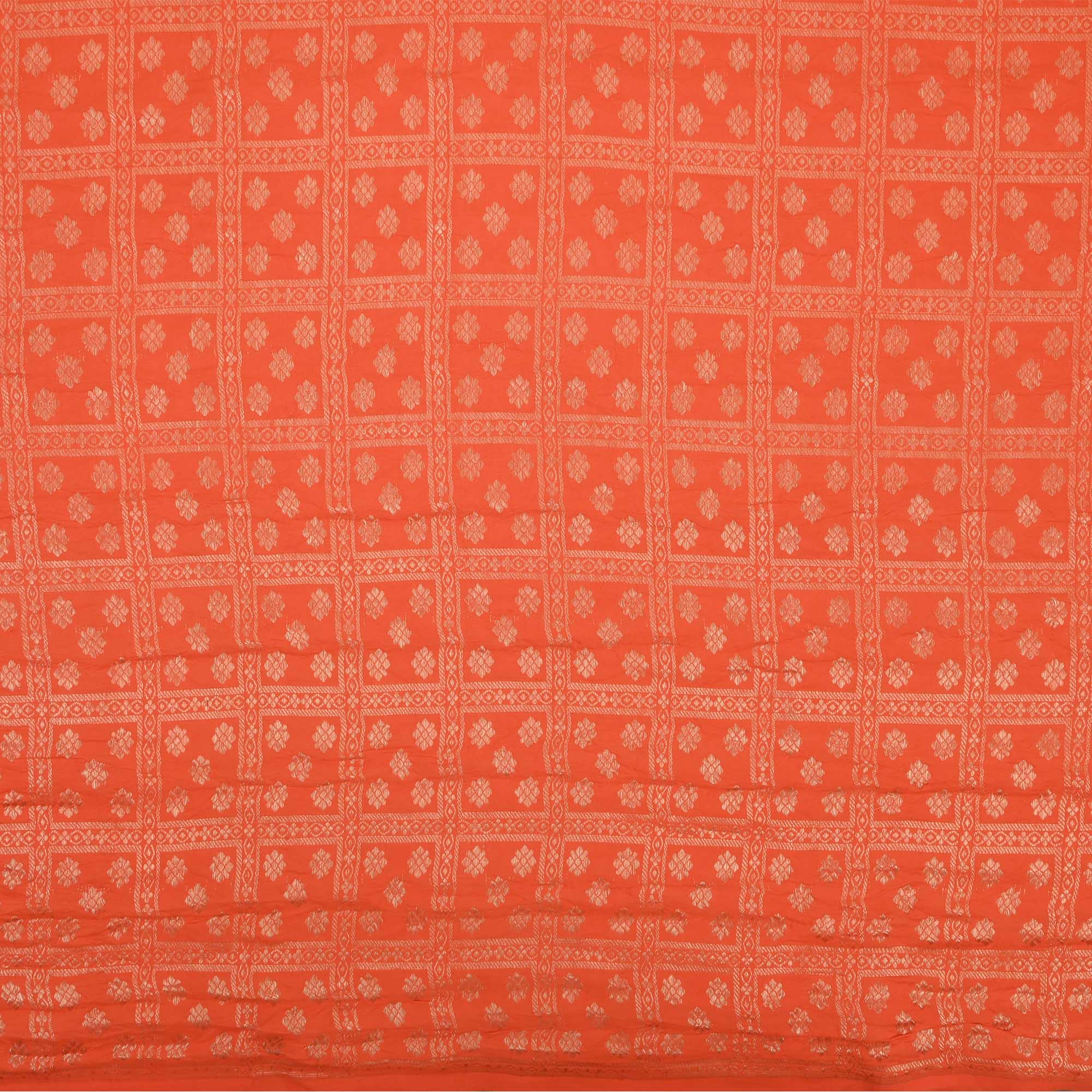 Orioles Orange Butti Checks Kanchi Fabric